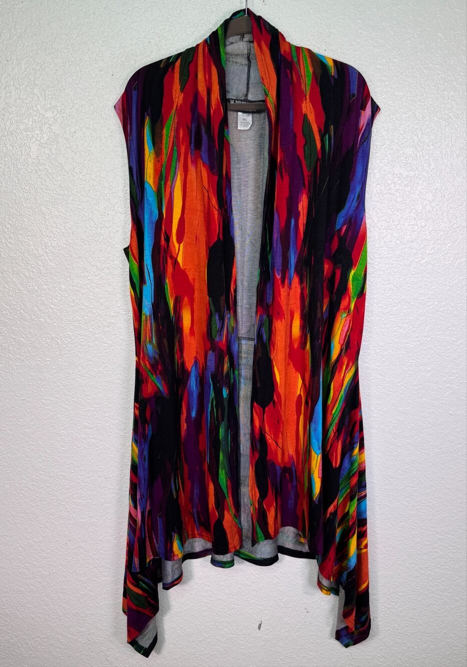 The Pyramid Collection Cardigan Womens M/L Paintbrush Vest Draped Sweater Artsy